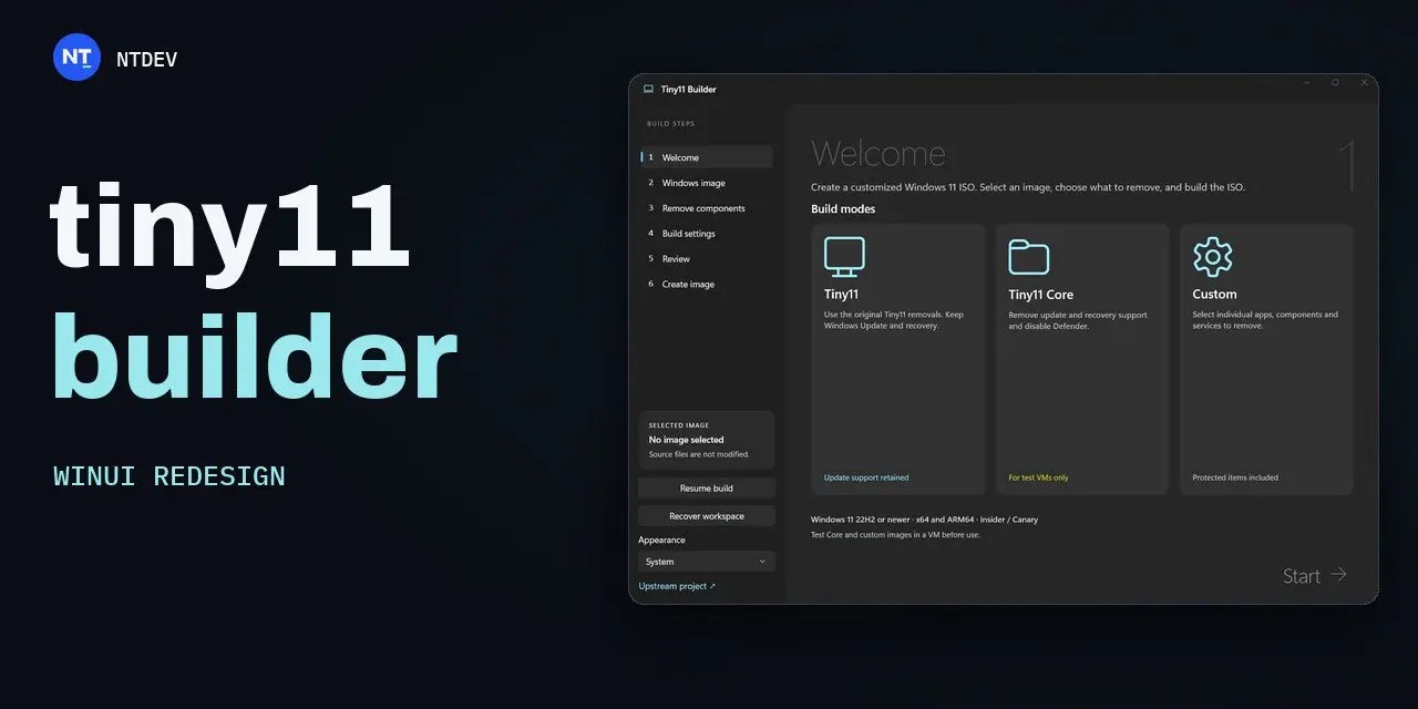 Tiny11 Builder 完成 WinUI 3 重构，可制作精简 Win11 26H2 安装镜像